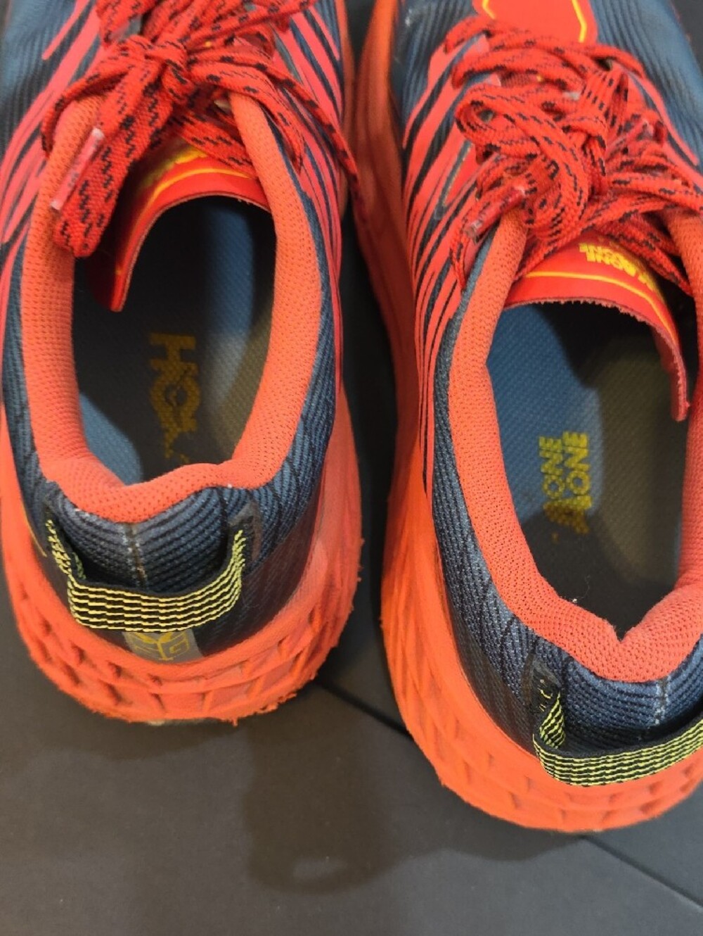 Hoka Speedgoat 4 Vibram Men's Athletic Shoes in Orange and Blue/Black Size 9.5 - Picture 8 of 10
